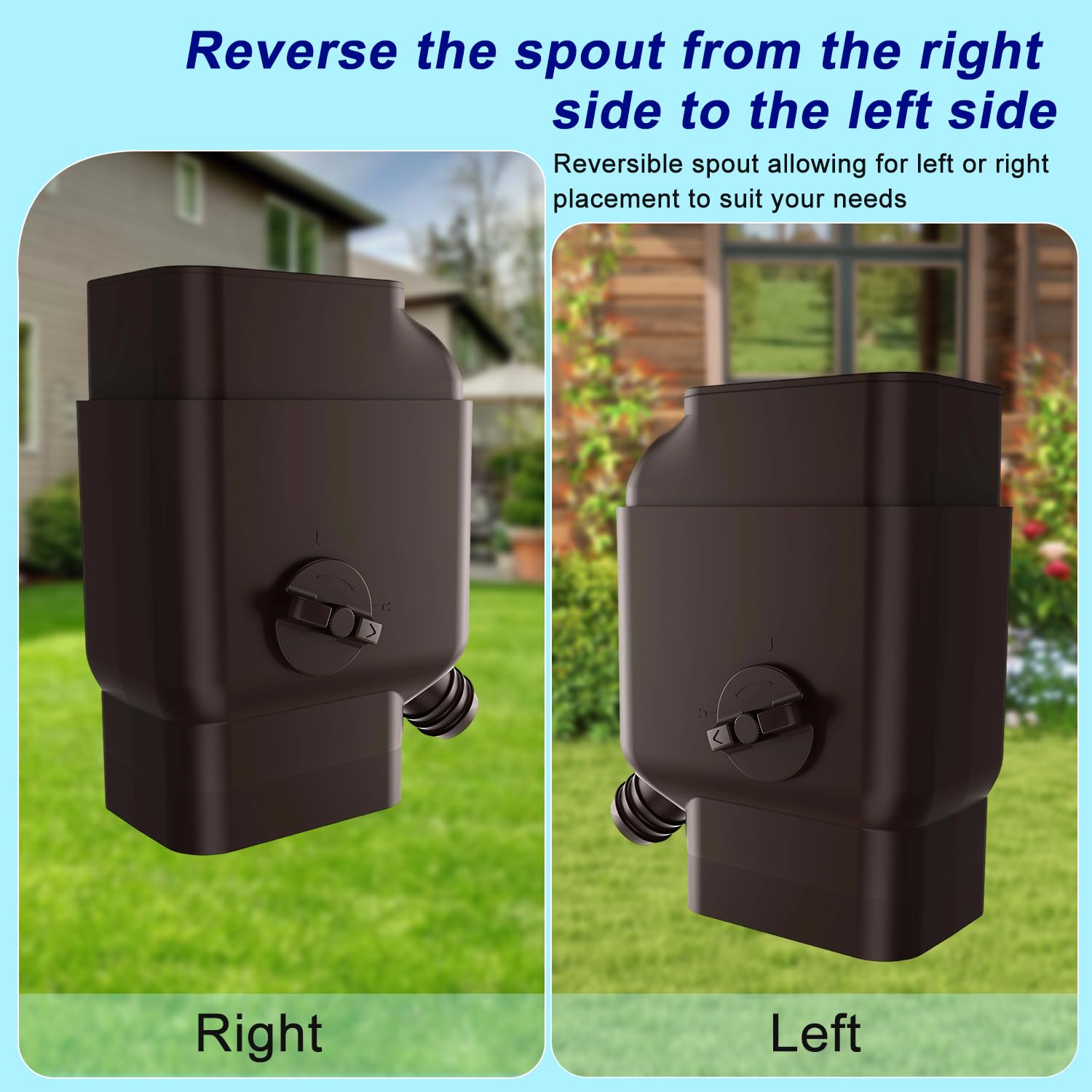 Fits 2x3 and 3x4 downspouts for flexible setup