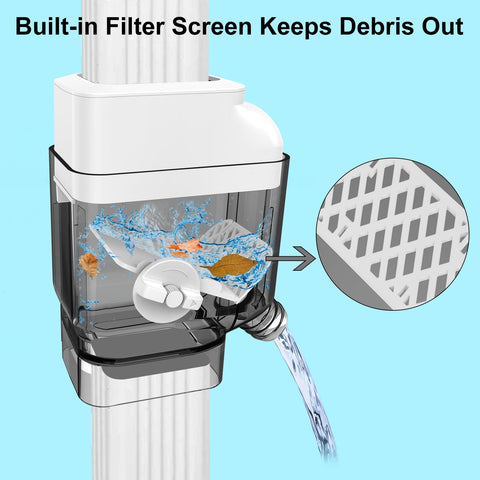 Prestantious 4ft reinforced hose reaches rain barrel from any placement.