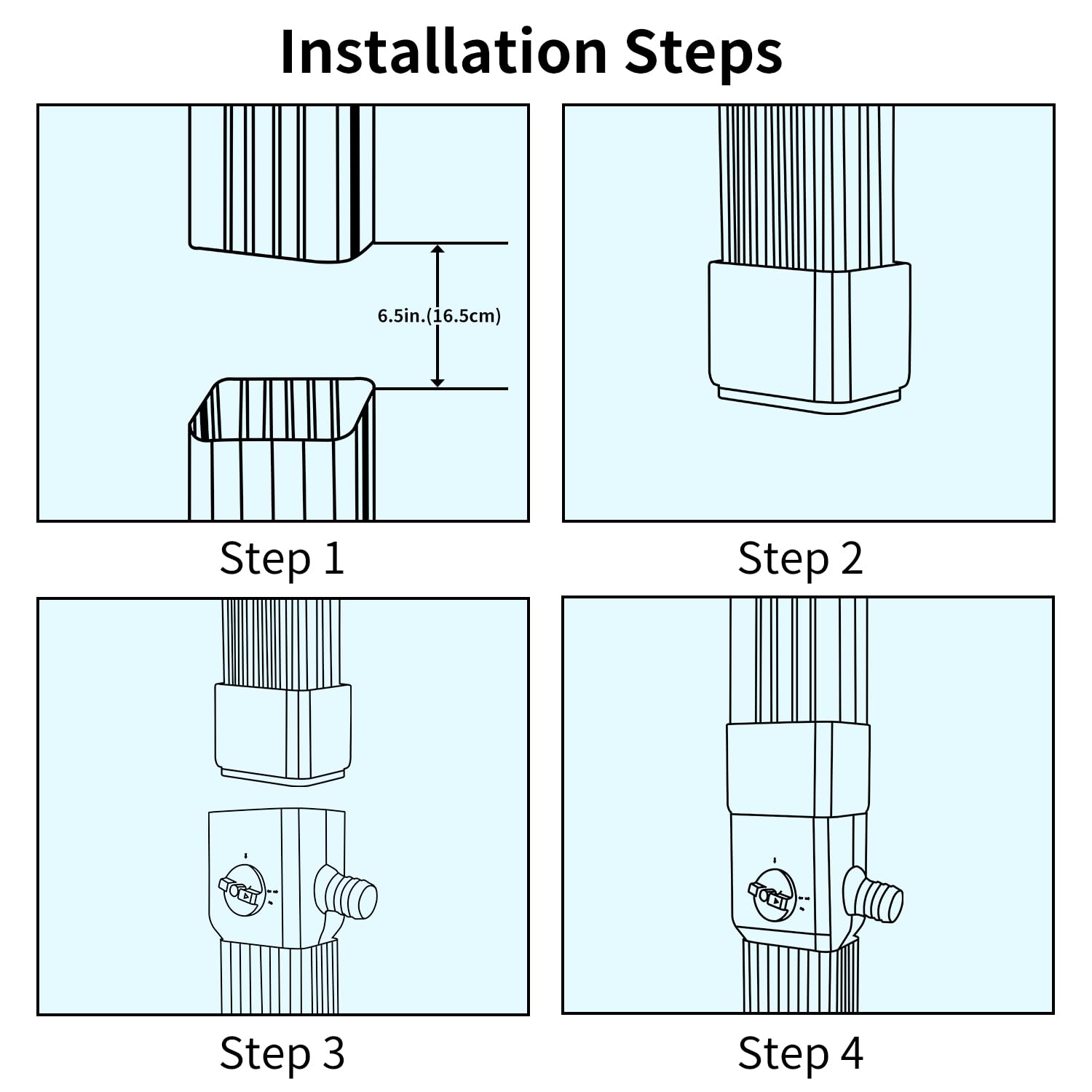 Prestantious durable plastic downspout diverter designed for outdoor use.
