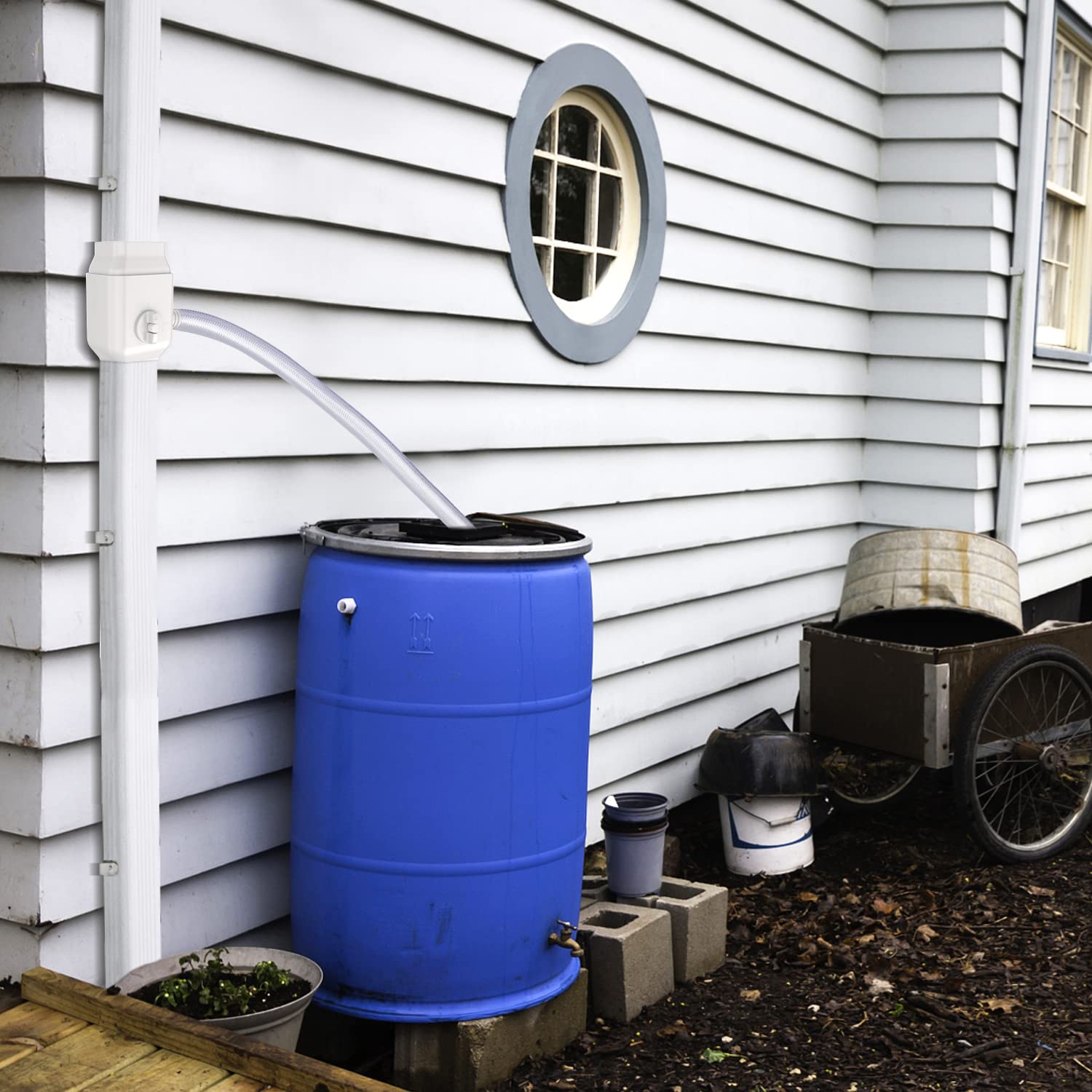 Prestantious easy-install downspout cut for quick setup.