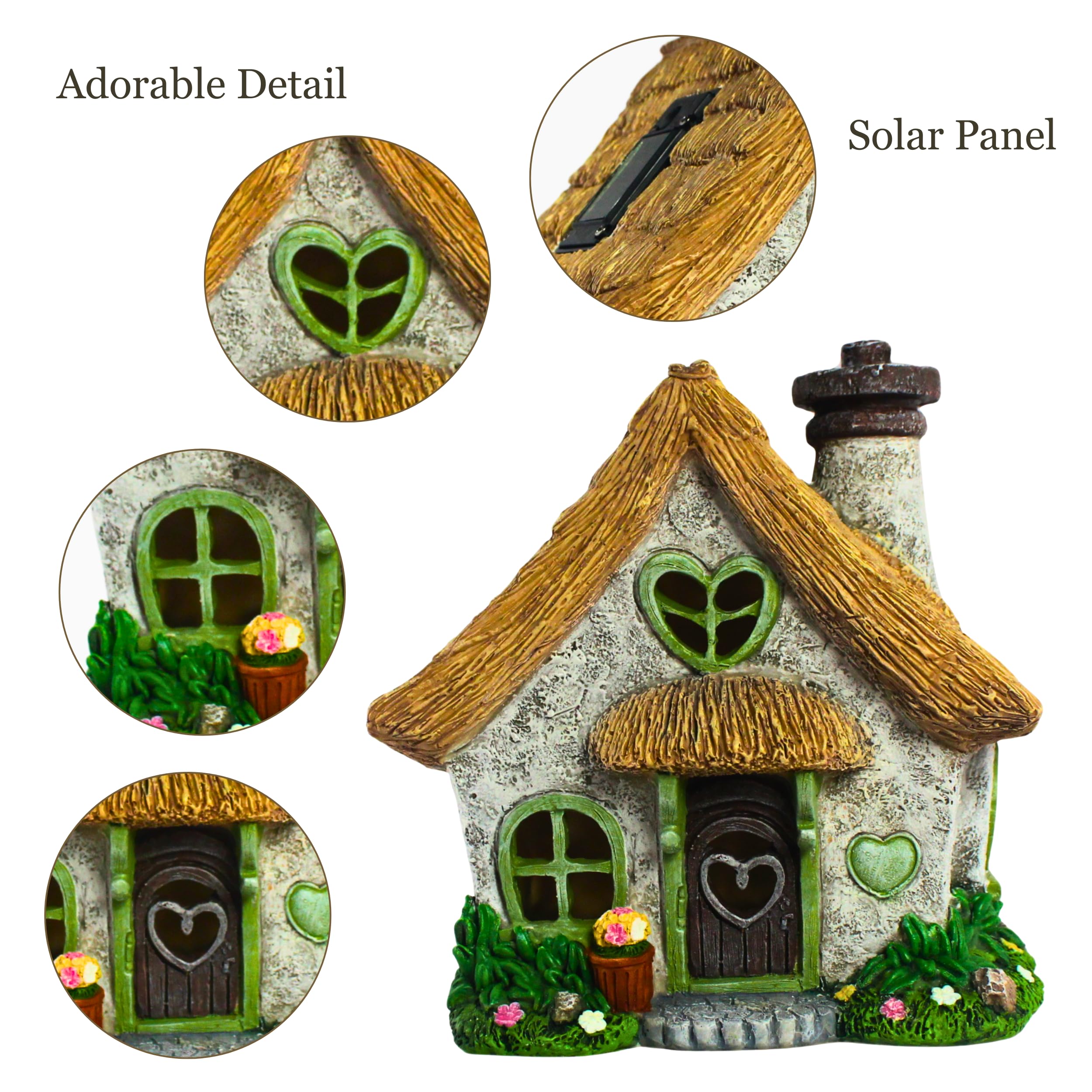 PRETMANNS Fairy House garden light glow enhances landscape without wiring.