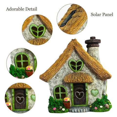 PRETMANNS Fairy House garden light glow enhances landscape without wiring.