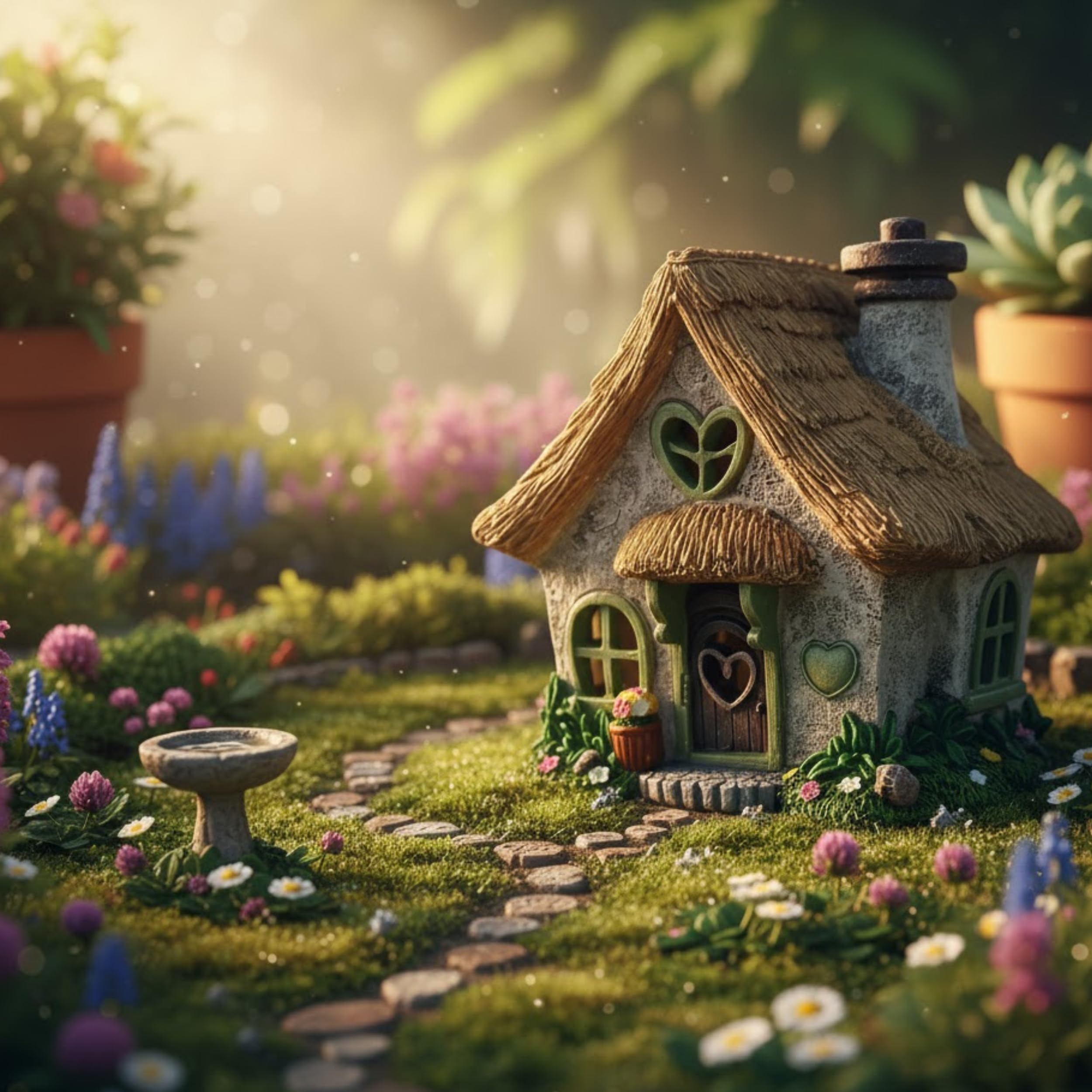 PRETMANNS Fairy House green color complements cottage styling.