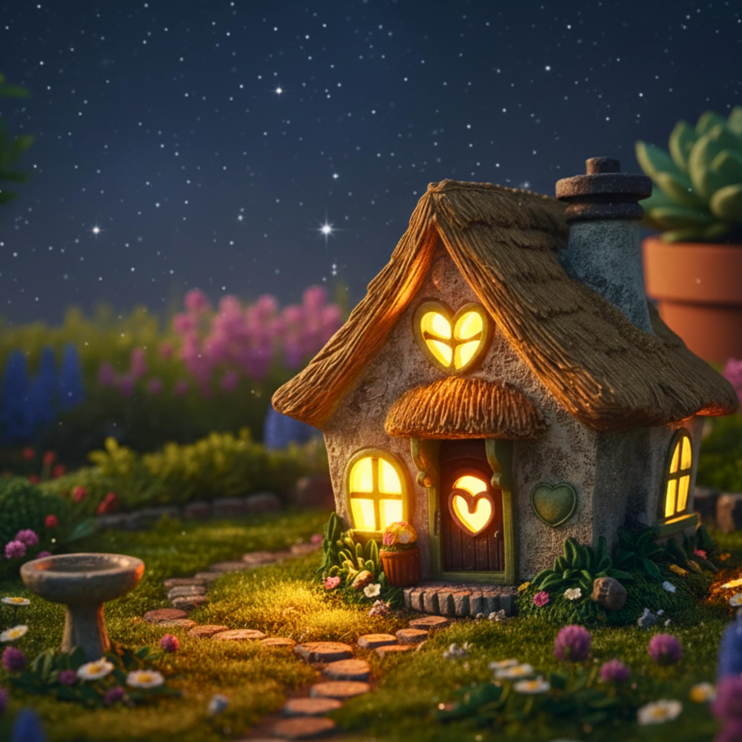 PRETMANNS Fairy House green cottage exterior adds charming focal point to any garden.