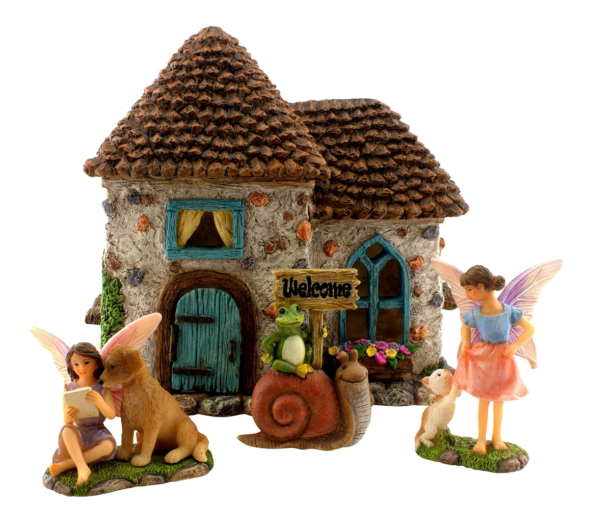 PRETMANNS Fairy House Kit pinecone house for outdoor whimsy and color.