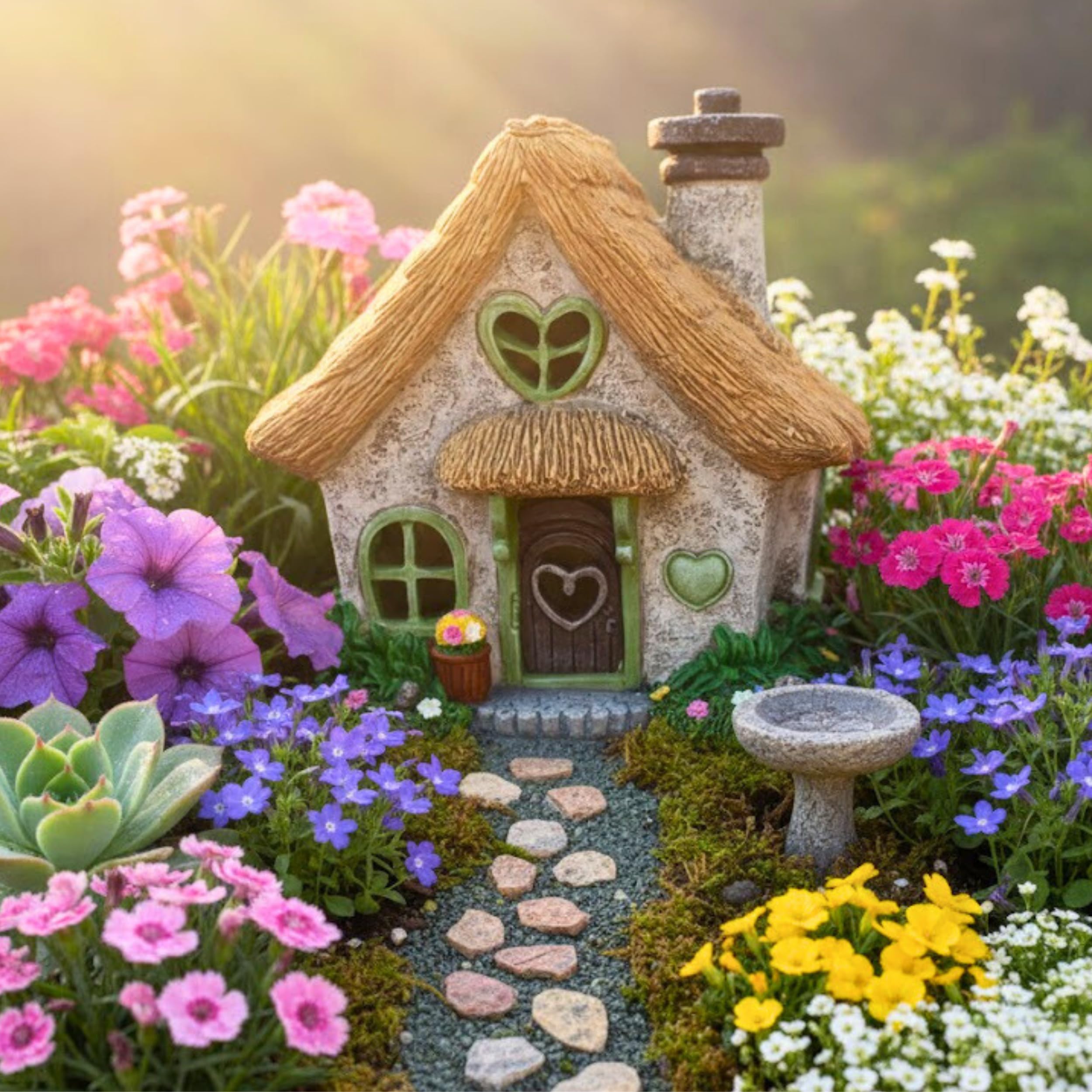 PRETMANNS Fairy House resin textures resemble stone and wood.