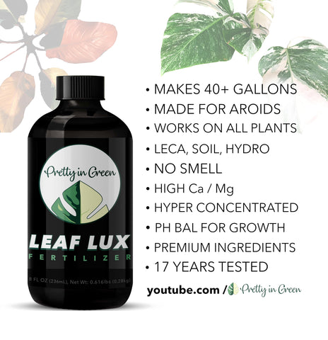 Leaf LUX bottle being poured to make nutrient water for plants