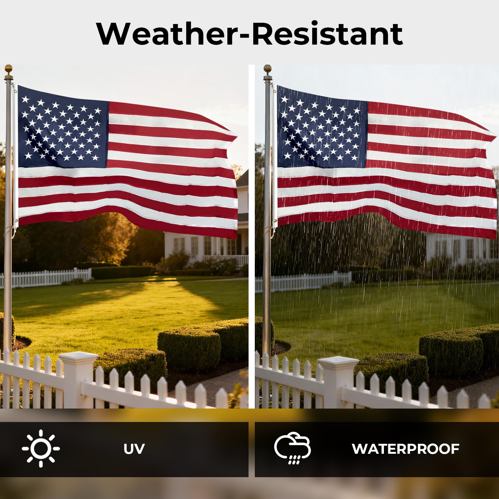 Pretty Jessie flag displayed in front yard for patriotic visibility.
