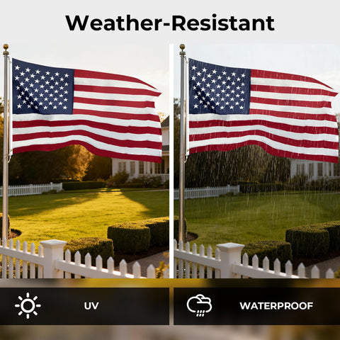 Pretty Jessie flag displayed in front yard for patriotic visibility.