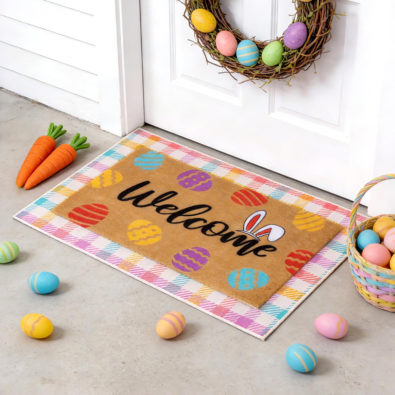 Easter porch decor mat adds seasonal appeal to the entryway