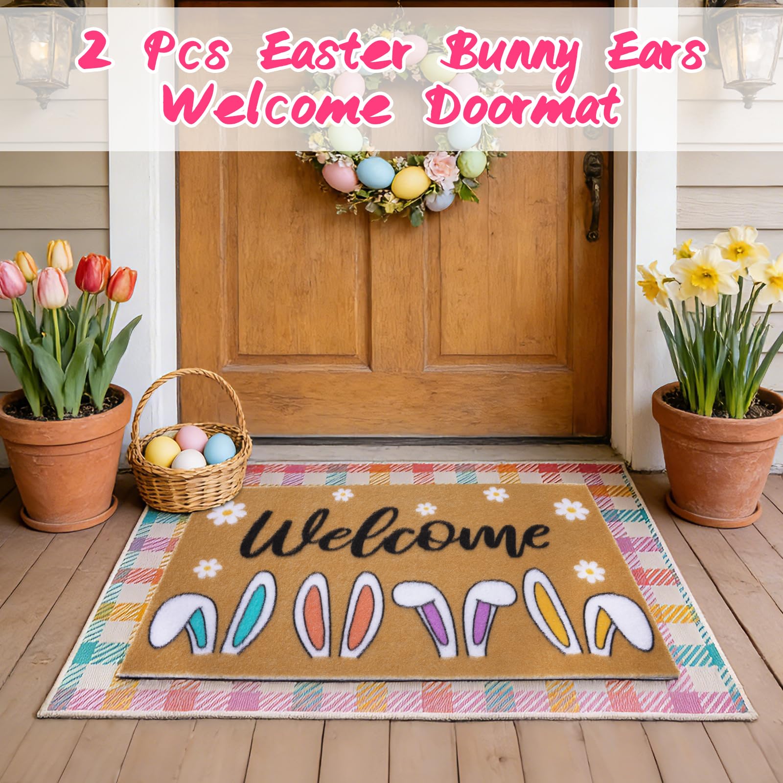 Prewplam Easter Porch Decor welcome sentiment for your outdoor entry.