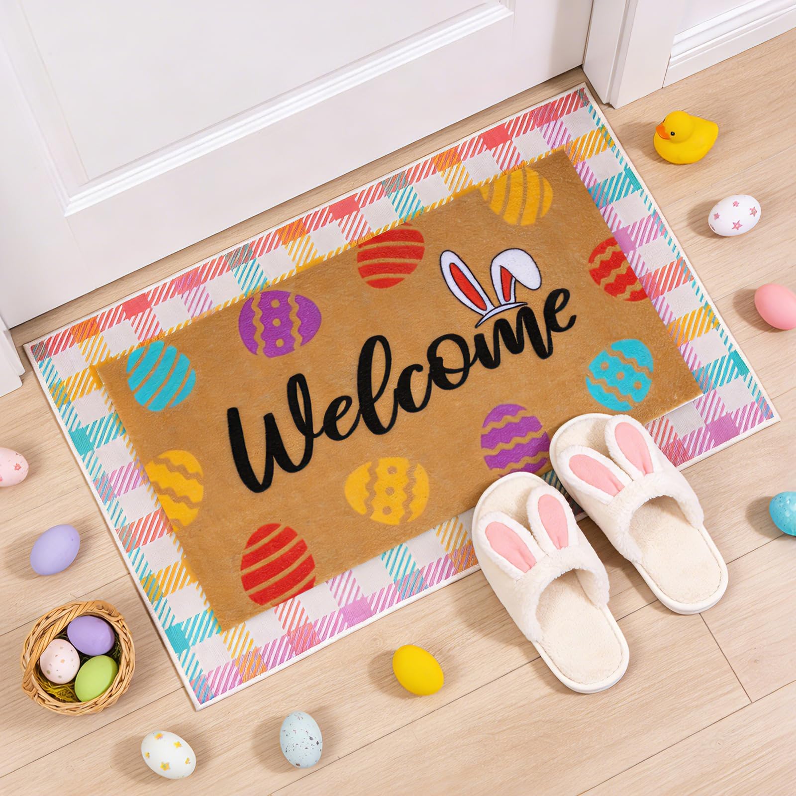 Two-piece Easter mat set enhances entryway aesthetics and practicality
