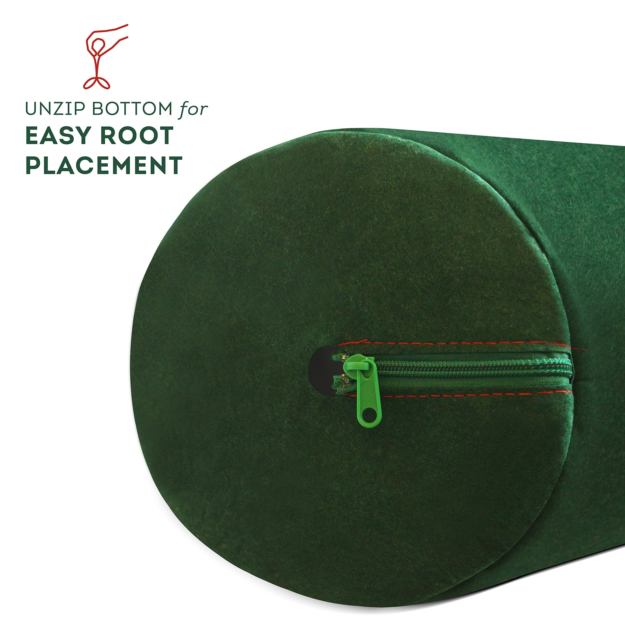 Pri Gardens upside-down planter being filled with soil using a single strap.