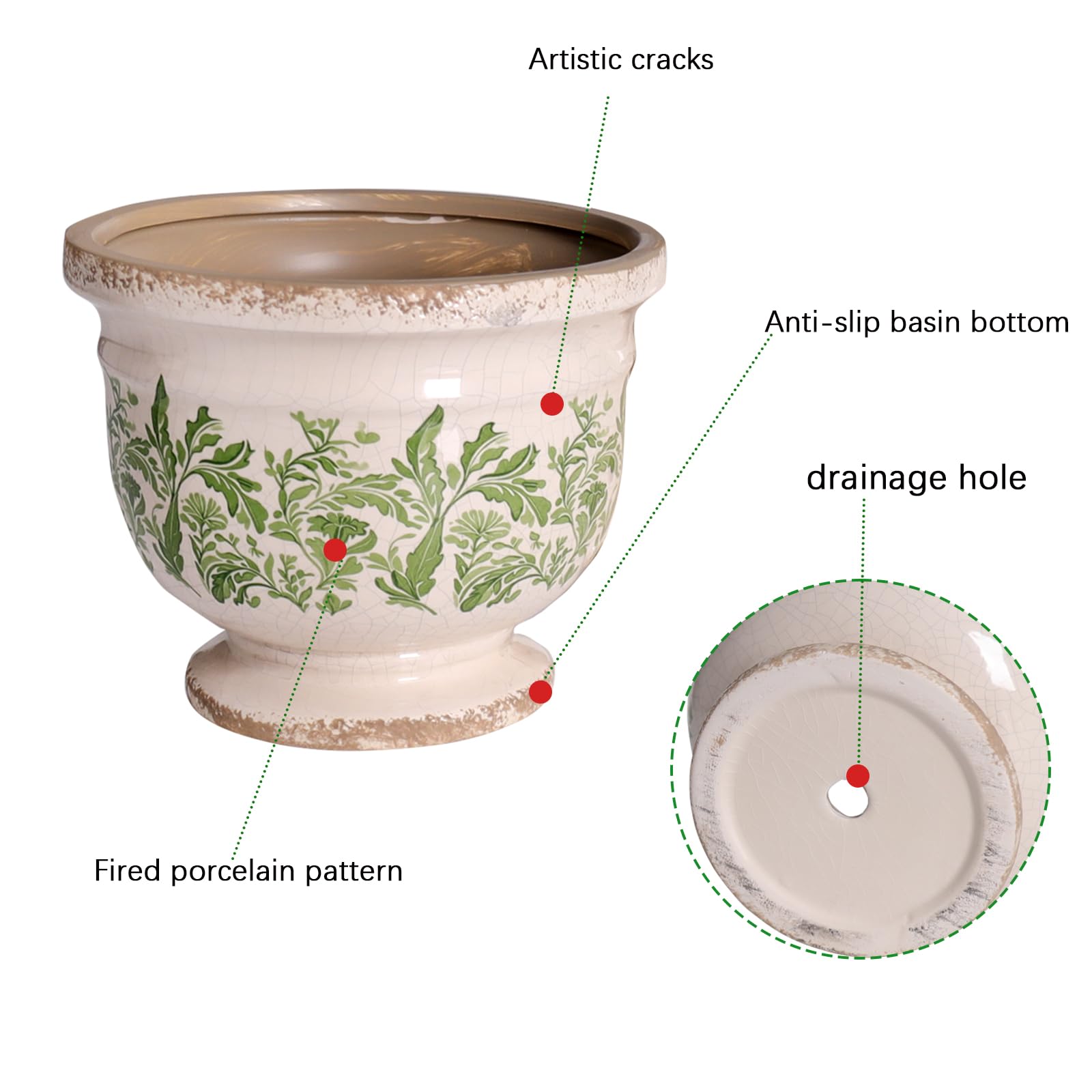 Pricetail planter close-up highlights drainage hole for healthy plants.