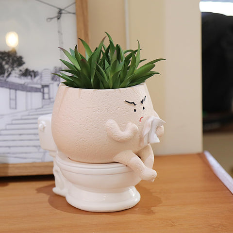 Pricetail cute toilet planter doubles as a desk accessory with playful personality.