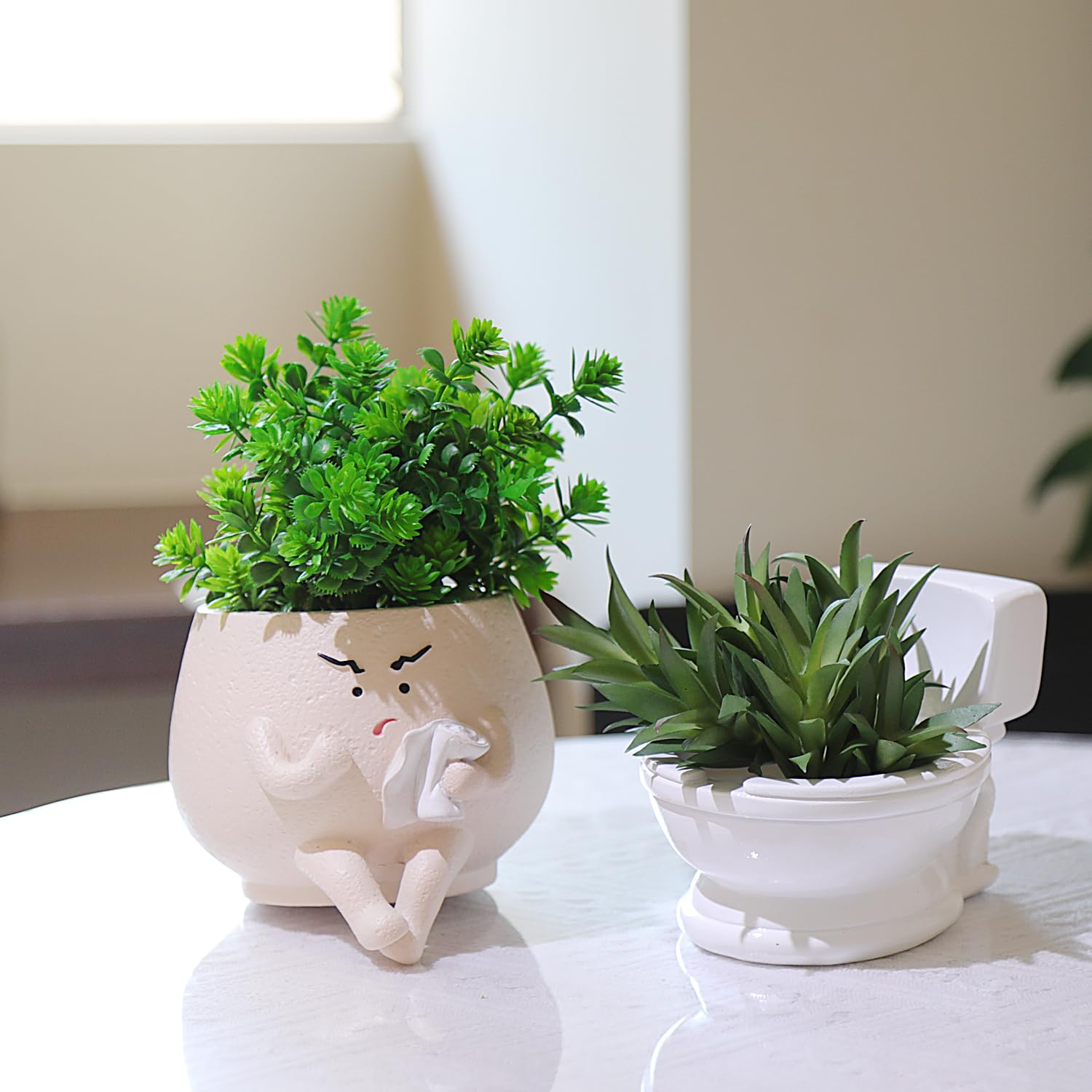 Pricetail quirky bathroom decor planter fits small plants and cacti.
