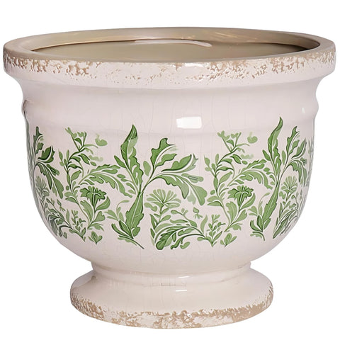 Pricetail vintage crackle glaze planter on a shelf adds timeless charm.