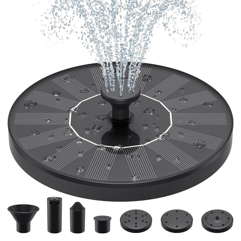 Priksia solar birdbath with six nozzles for vibrant garden water display.