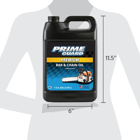 Prime Guard Bar & Chain Oil forms protective film between chain and bar.