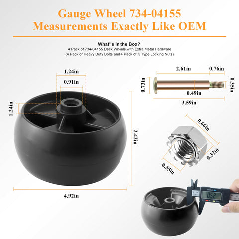 Prime&Swift 734-04155 deck wheel for John Deere D105 helps prevent scalping
