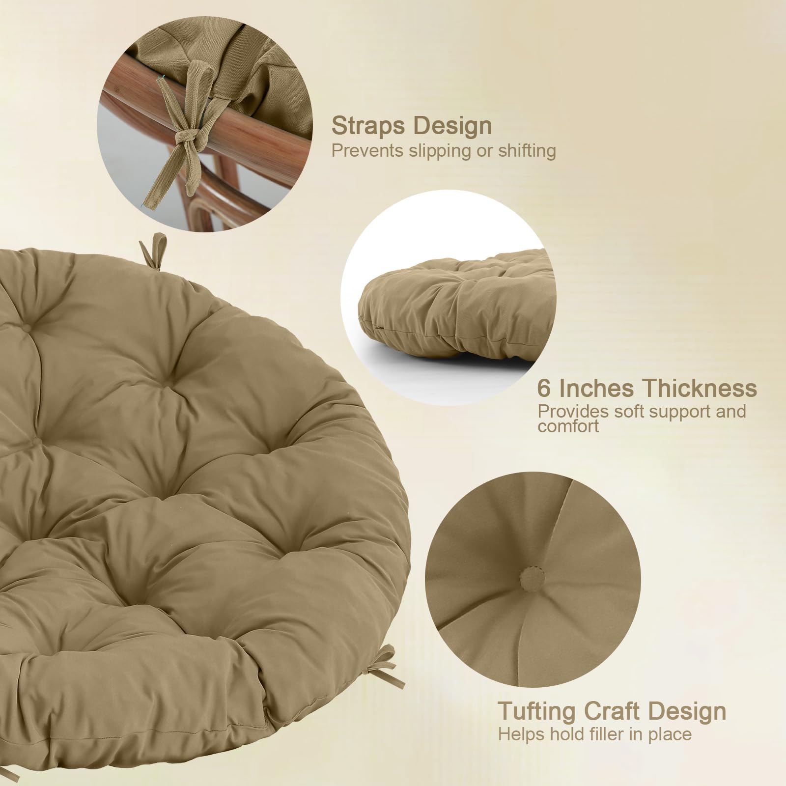 PrimePATIO deluxe papasan seat cushion delivers soft support with durable construction