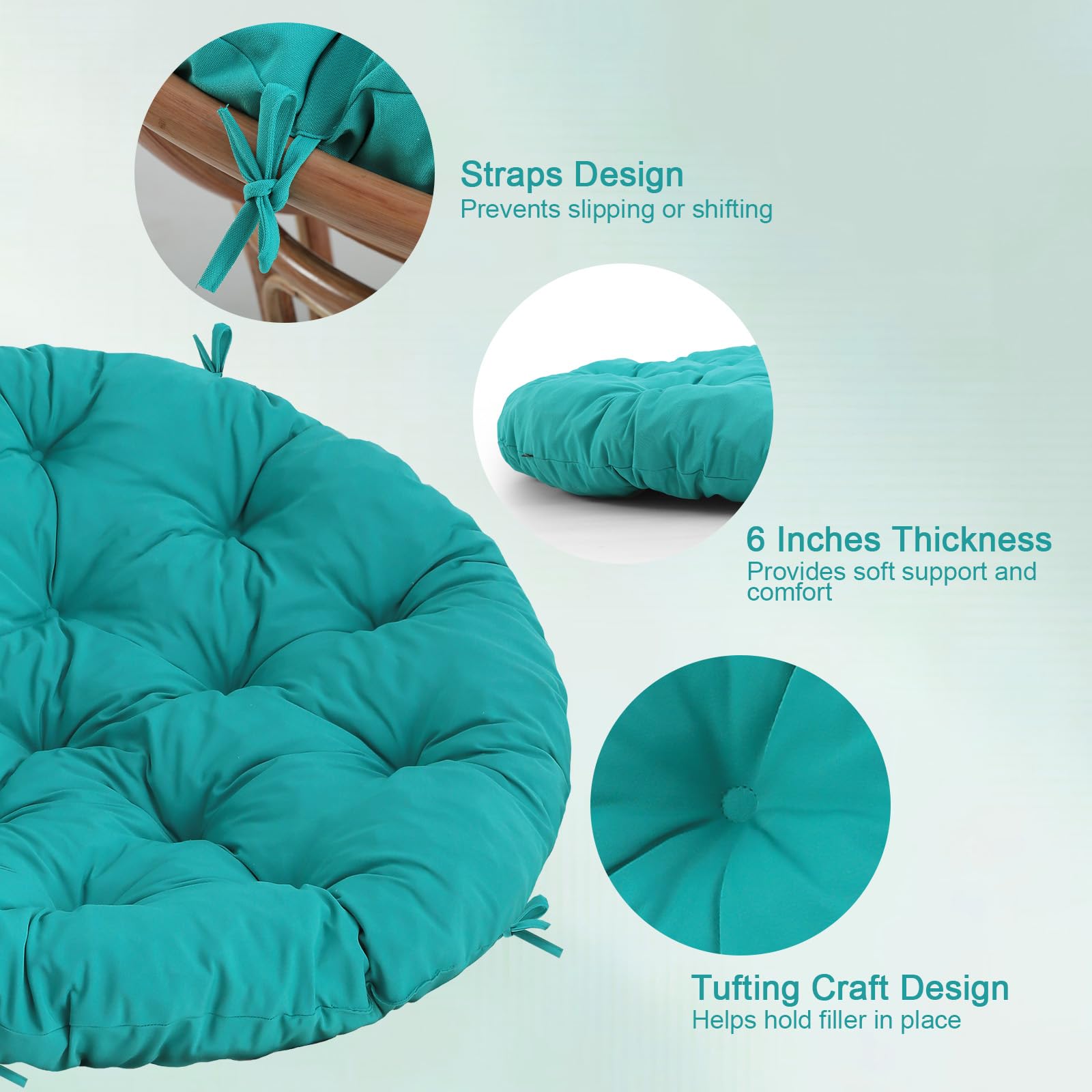 PrimePATIO Papasan cushion easy spot-clean maintenance
