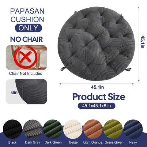 PrimePATIO papasan cushion grey detailed stitching enhances durability and style.