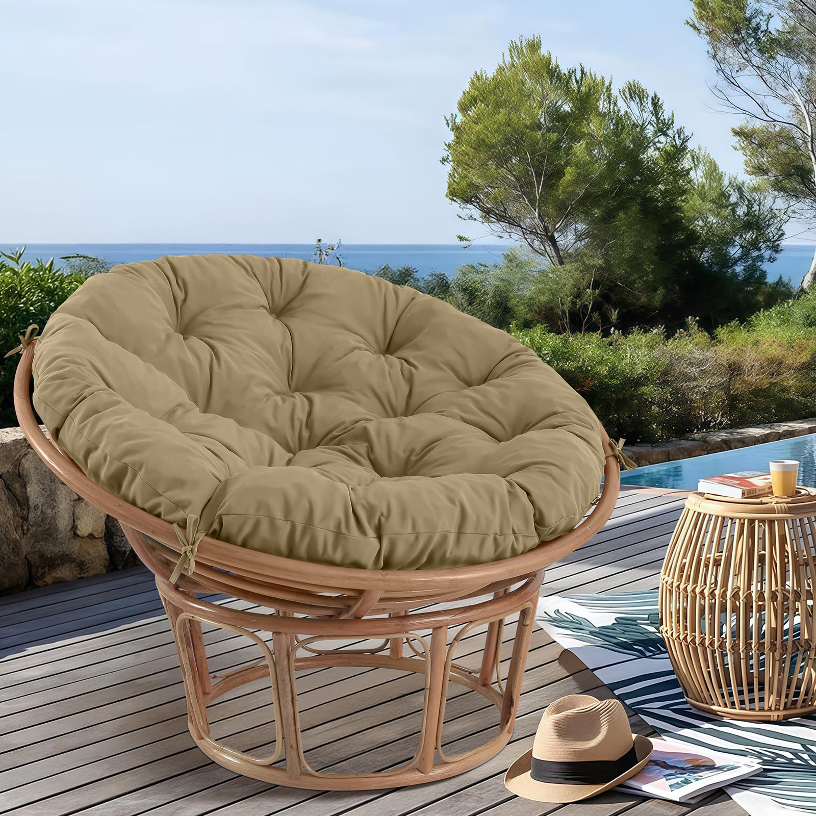 PrimePATIO round cushion for papasan chair enhances versatile indoor and outdoor use