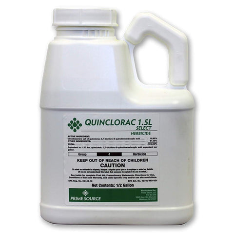 Primesource Quinclorac Select bottle side view for selective turf weed control.