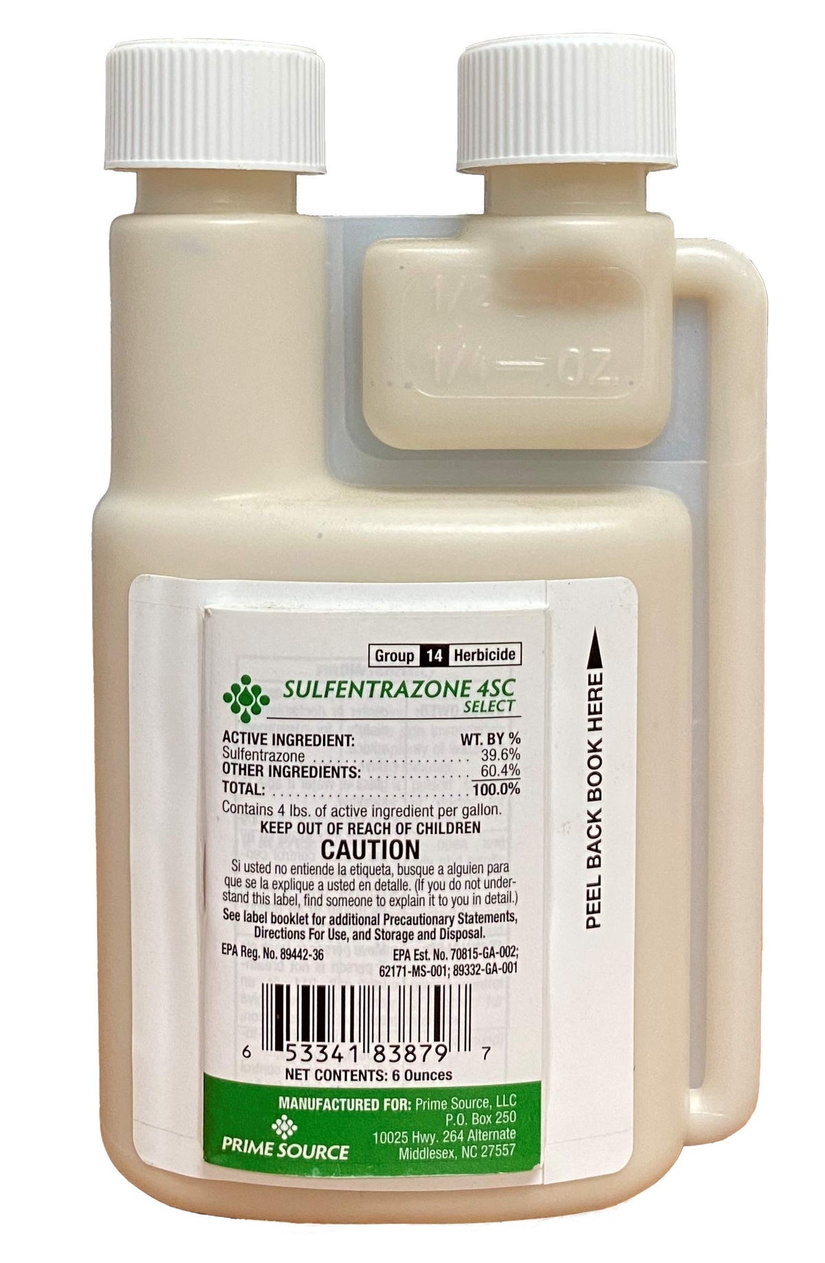 Primesource Sulfentrazone 4SC bottle enables rapid weed control in established turf.