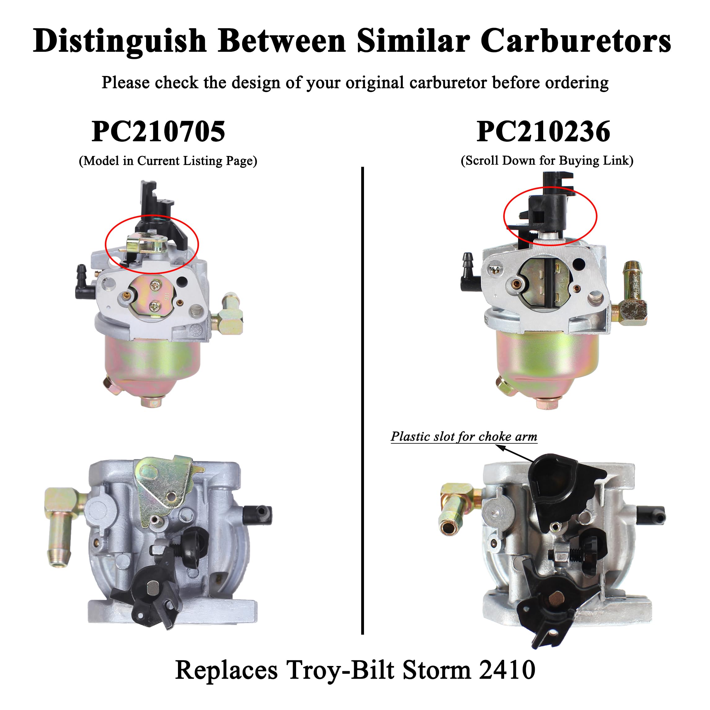 Pro Chaser 951-12705 carburetor – top choke mechanism close-up for metal auto choke designs