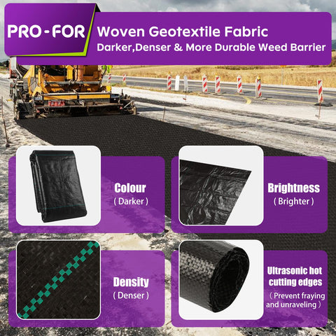 PRO-FOR weed barrier with 10 U-shaped pegs for secure installation
