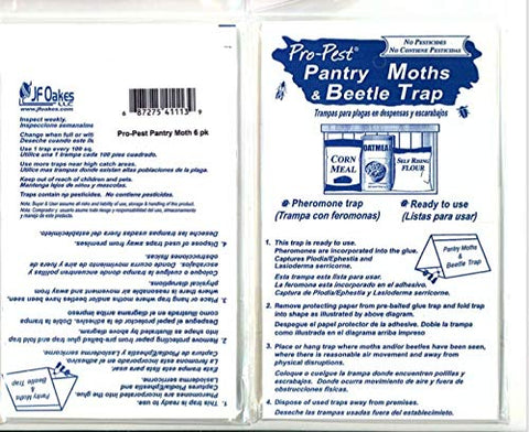 Pro-Pest Pantry Moth Traps with six pre-baited pheromones attract and capture moths.