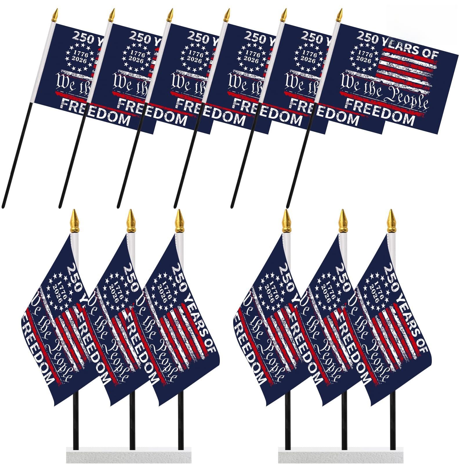 Probsin 250th anniversary stick flag displayed indoors for festive decor.
