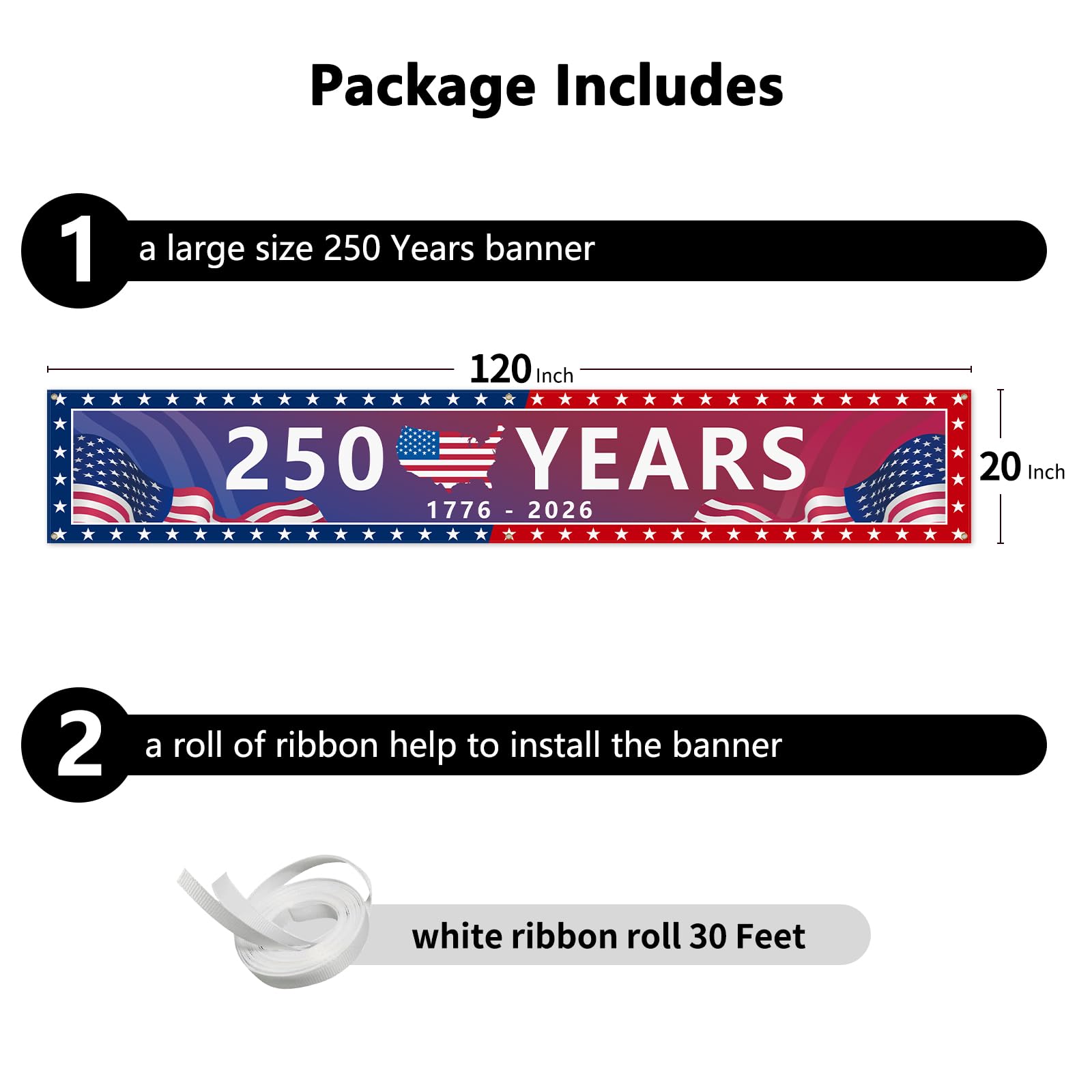 Probsin 250th banner wide 120x20 inches for visibility