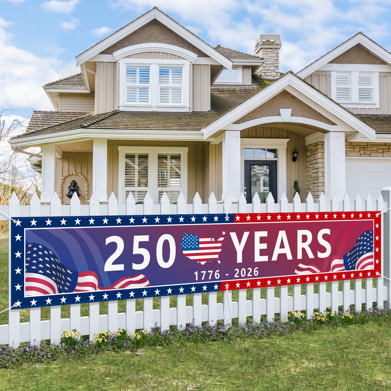 Probsin 250th banner with flag map design for outdoor patriotic decor