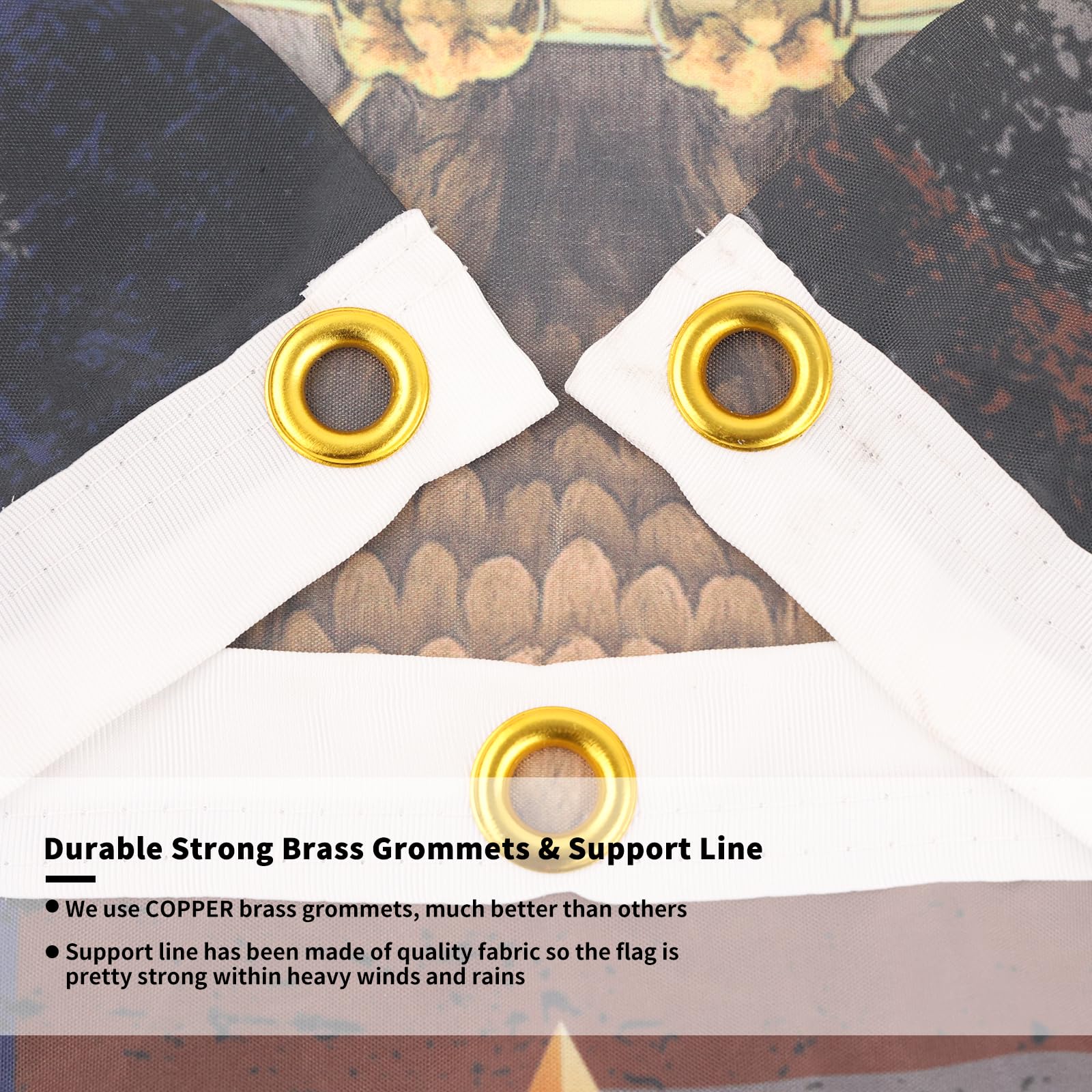 Brass grommets detail on Probsin bunting for easy hanging