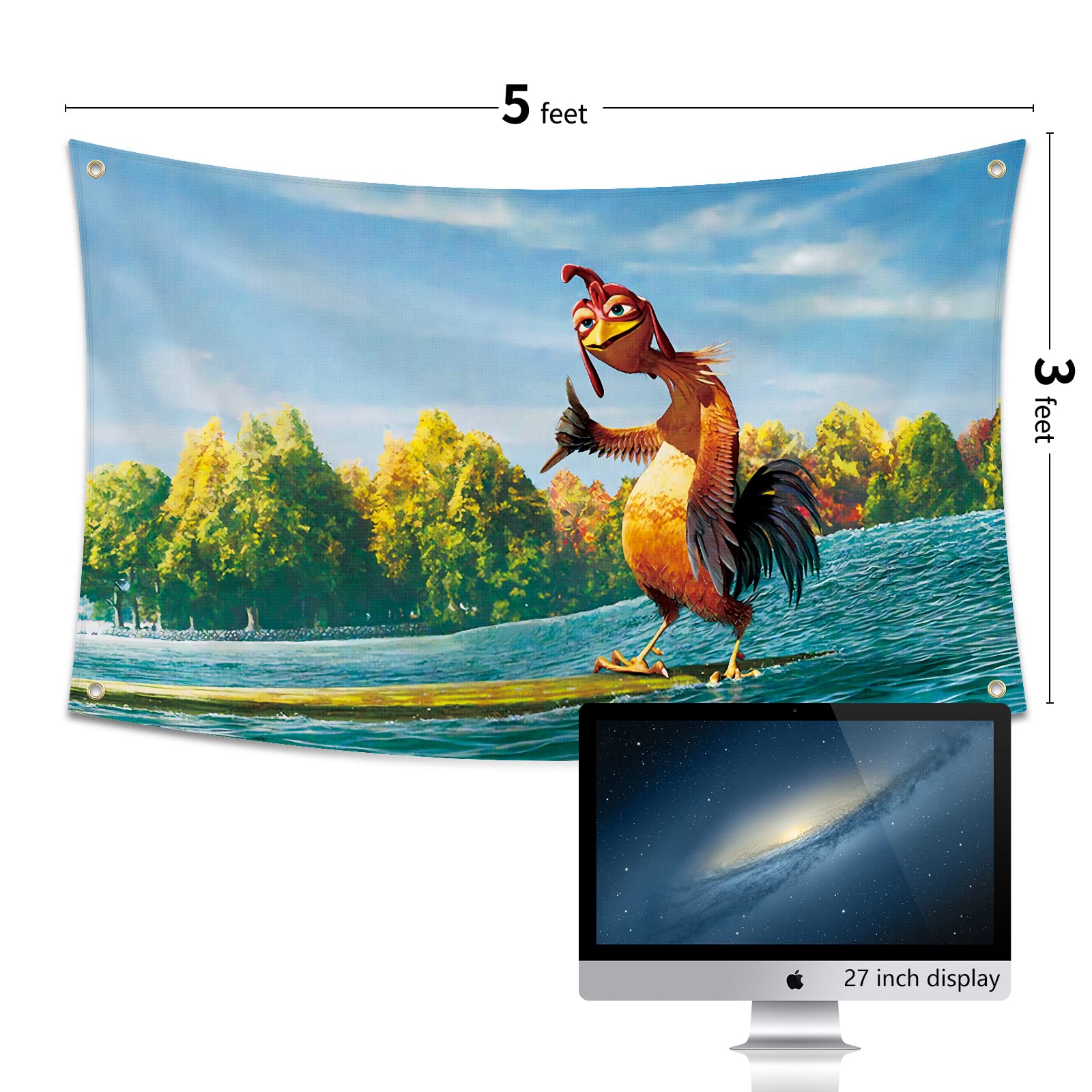 Probsin chicken flag 3x5ft easy to hang with four brass grommets.