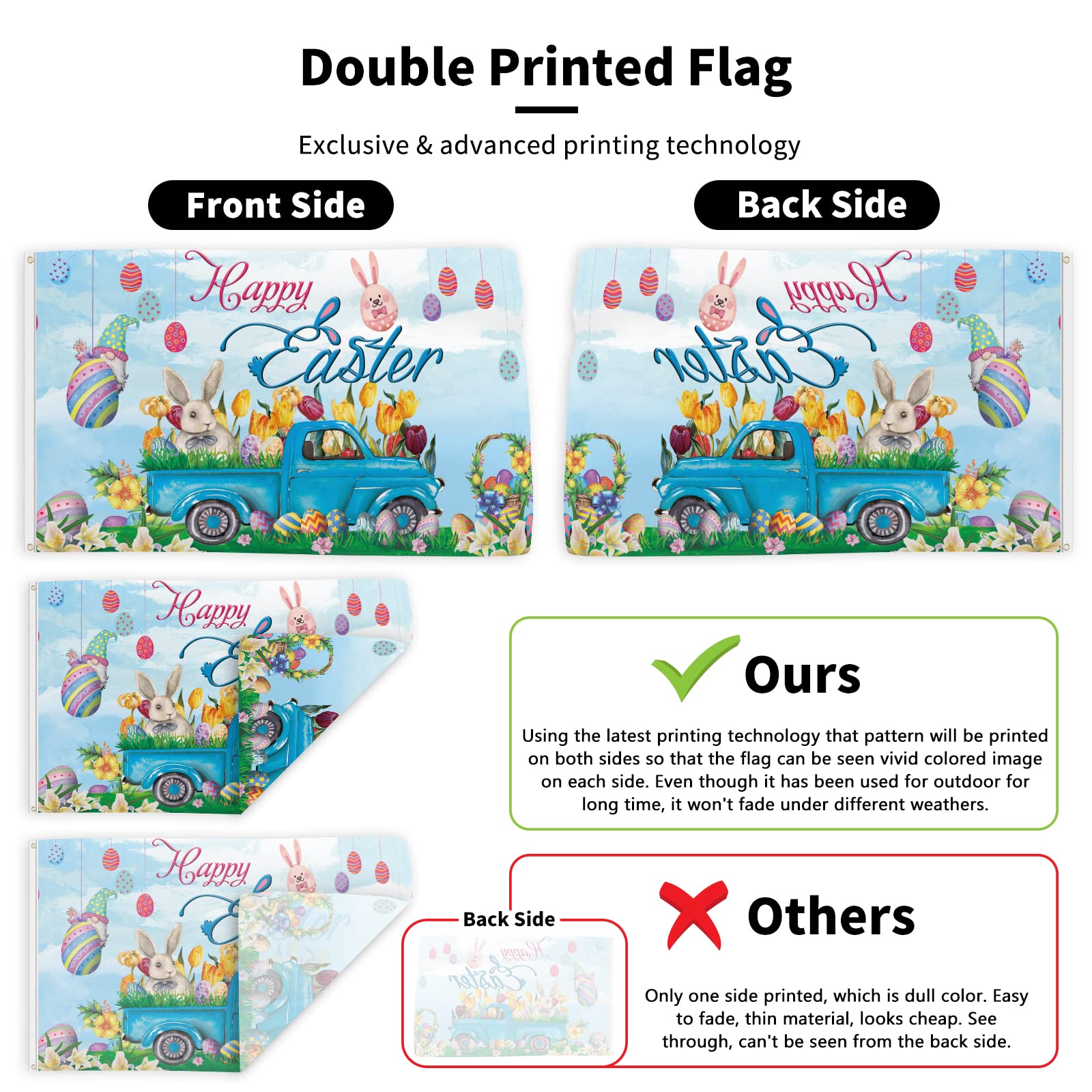 Probsin Easter flag double printed banner stays vibrant in sunlight for repeated holidays