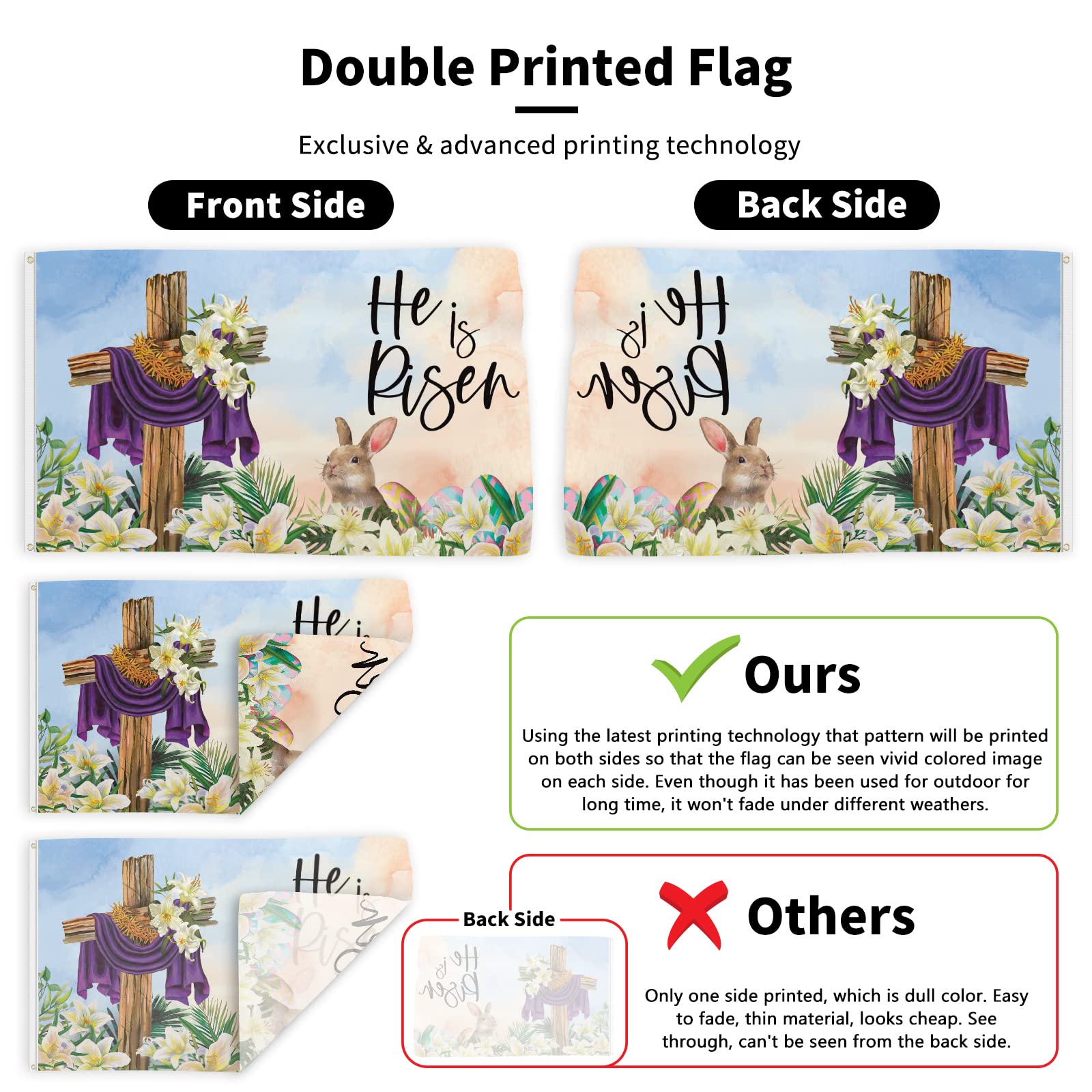 Probsin Easter flag with double printed eggs for high visibility