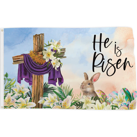 Probsin He Is Risen Easter flag 3x5 ft for outdoor display
