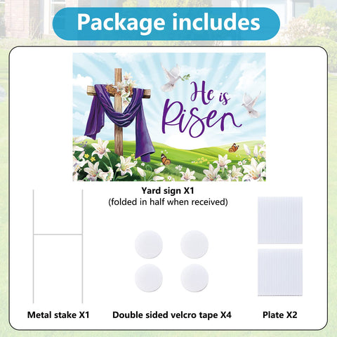 Probsin He Is Risen yard sign with metal stake for stable lawn display.