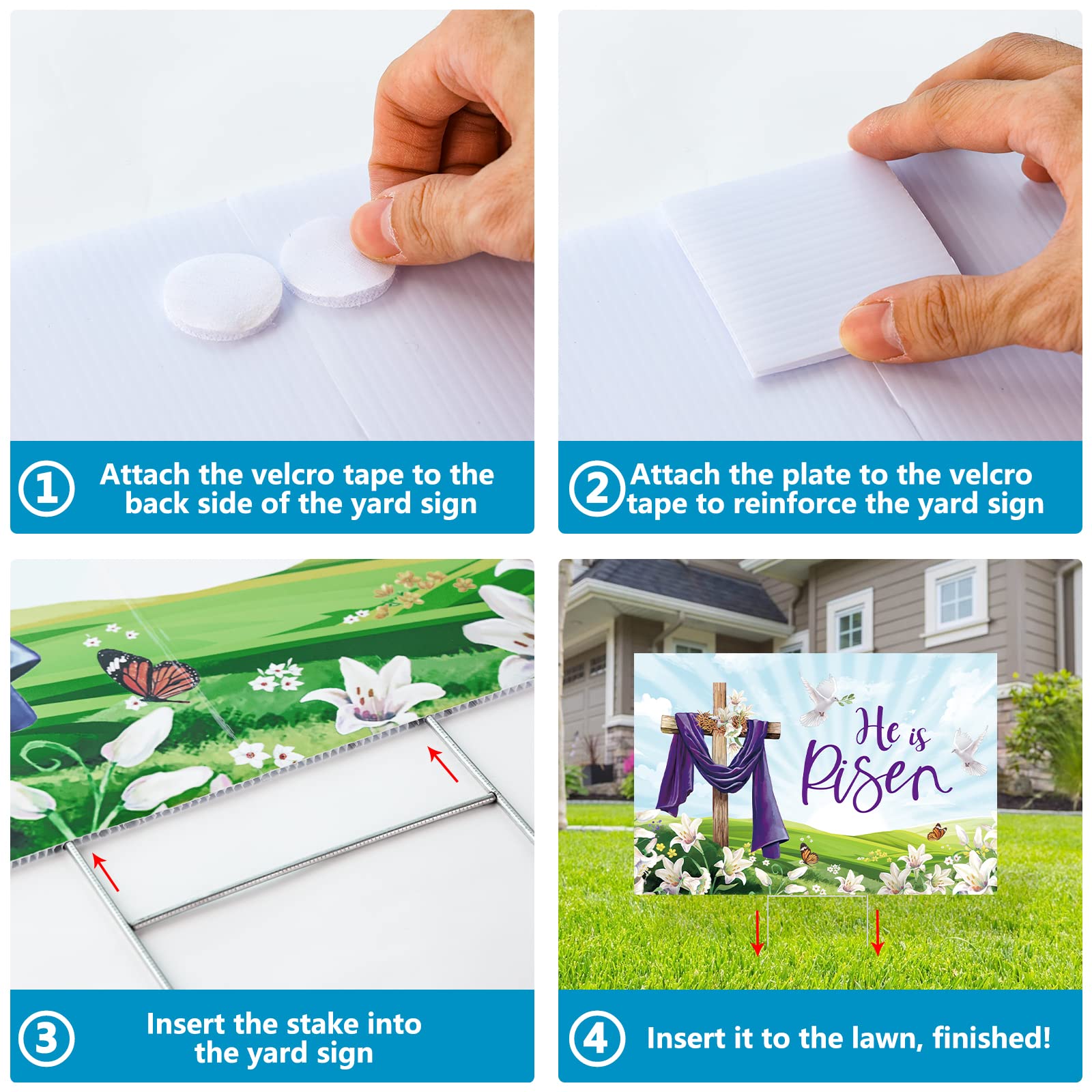 Probsin He Is Risen waterproof yard sign withstands weather for lasting use.