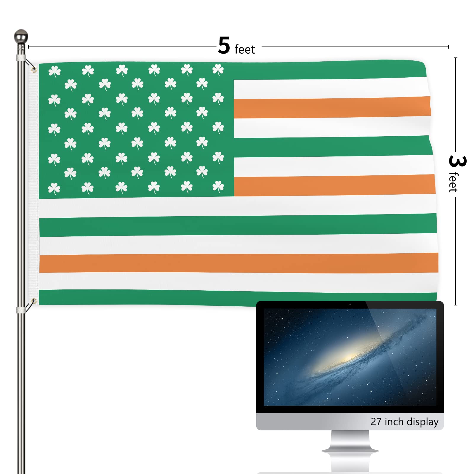 Probsin party decor flag brightens spaces during St Patrick's celebrations.