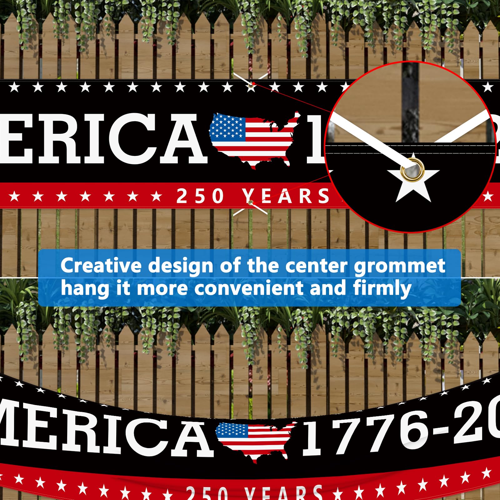 Probsin patriotic banner suitable for outdoor or indoor events.