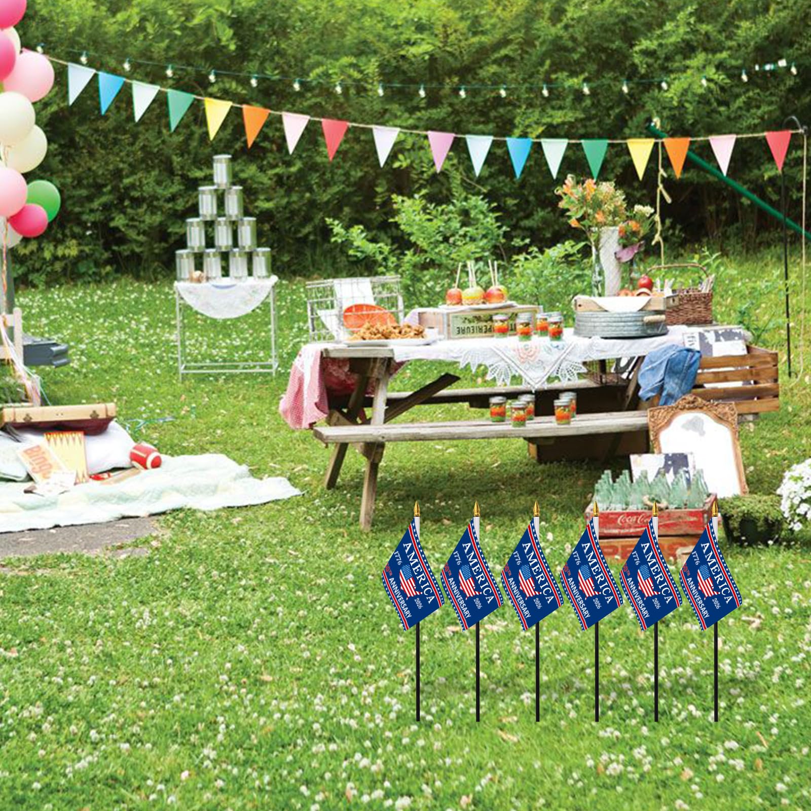 Versatile 6-pack flags suit lawns, gardens, or welcome areas.