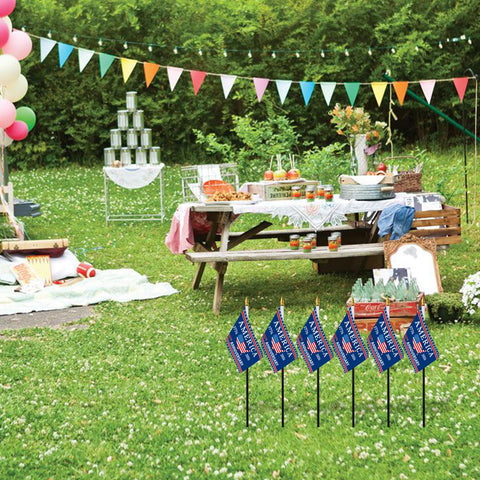 Versatile 6-pack flags suit lawns, gardens, or welcome areas.