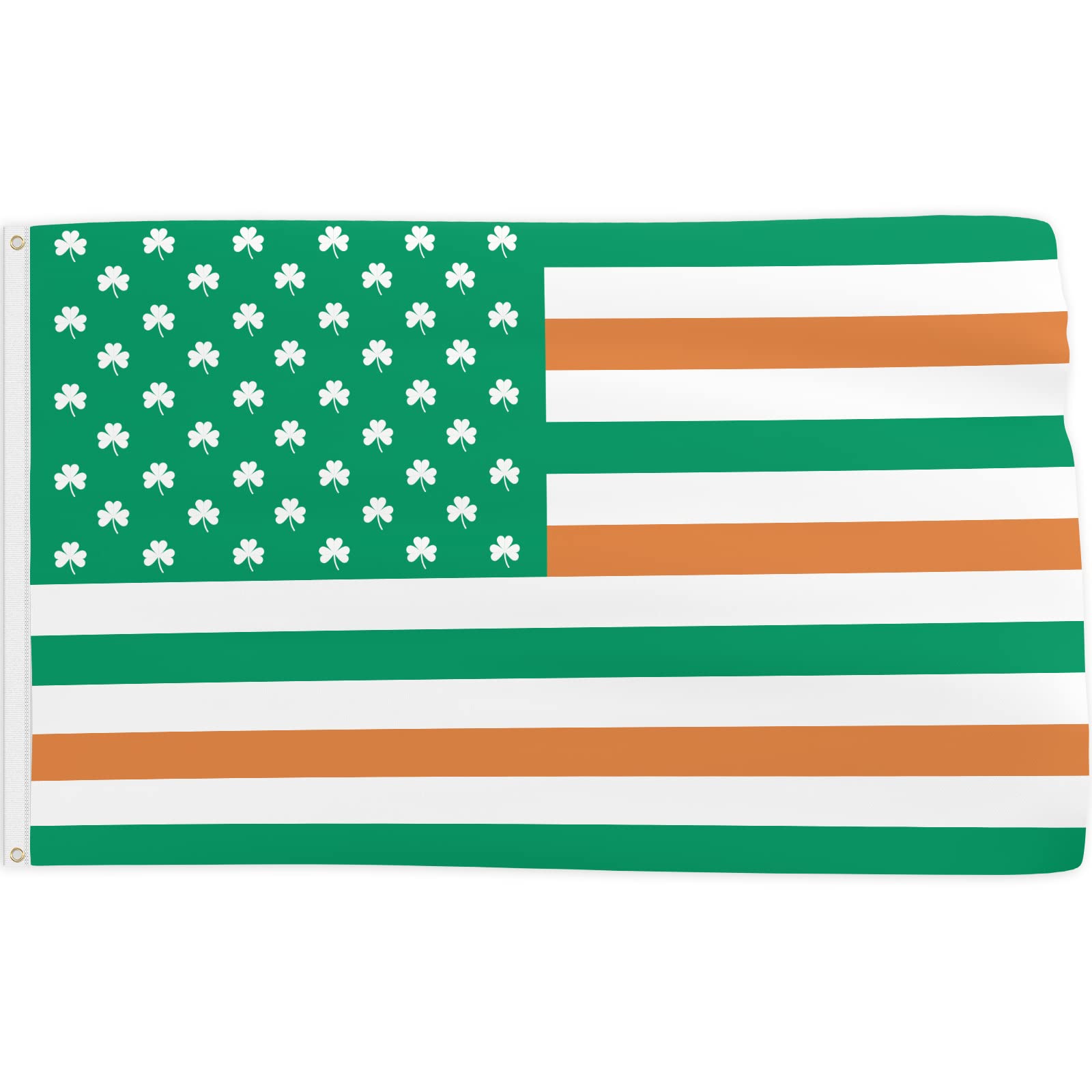 Probsin St Patrick's Day flag with brass grommets ready for outdoor hanging.