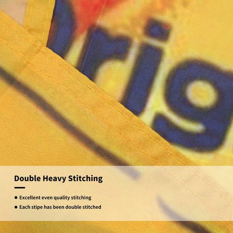 Probsin Twisted Tea flag shown hanging setup in a room
