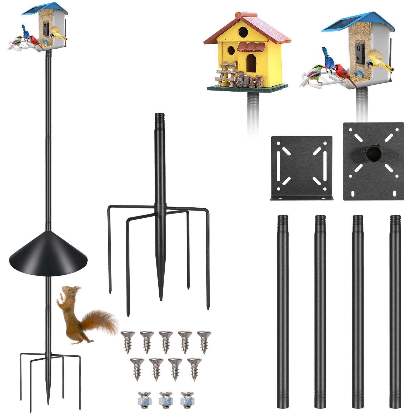 PROERR smart bird feeder pole 79in height for easy garden feeding setup
